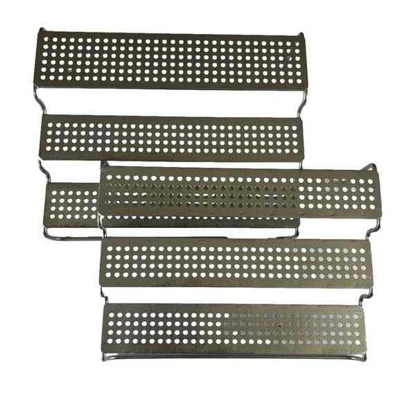 Metal Multi Level Spice Shelf Rack Organizer Silver Tone Metal Free Standing - Picture 11 of 15